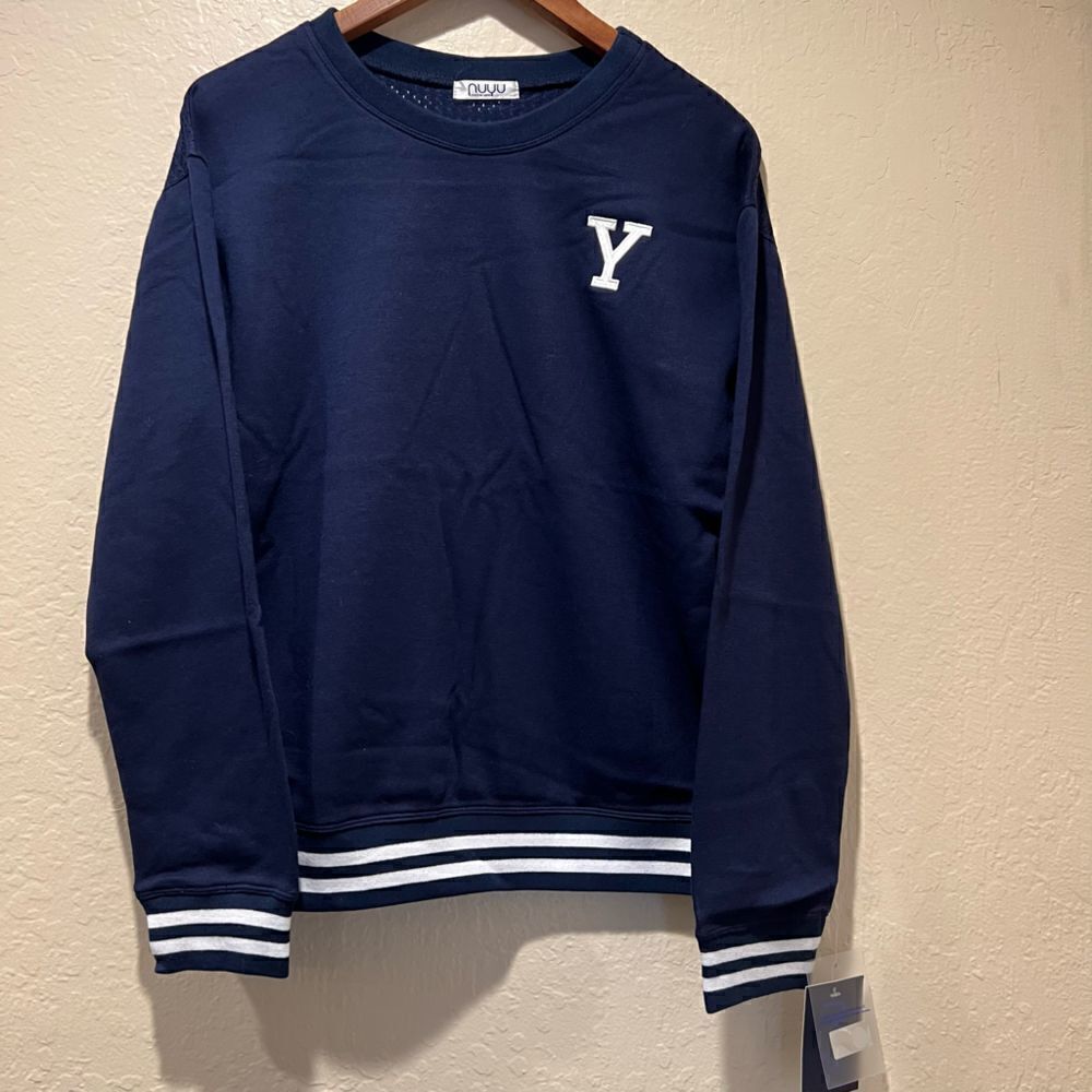 YALE University Blue Crewneck Pullover Sweater New Mesh Lg